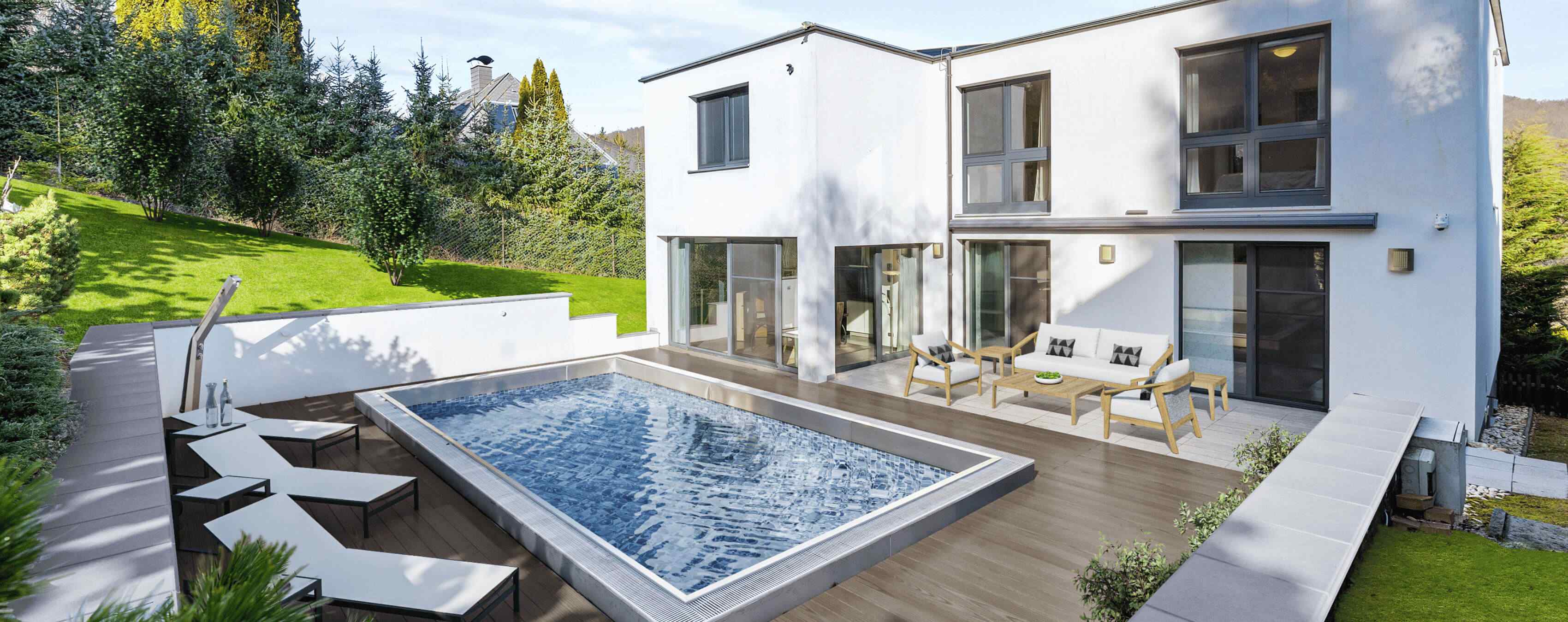 Foto: Moderne Familien-Villa mit Pool, Garten und Doppelgarage